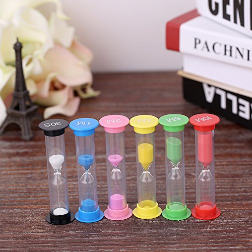 Decdeal 6 peças de temporizador de ampulheta colorido para jogos de escritório na cozinha 30 segundo