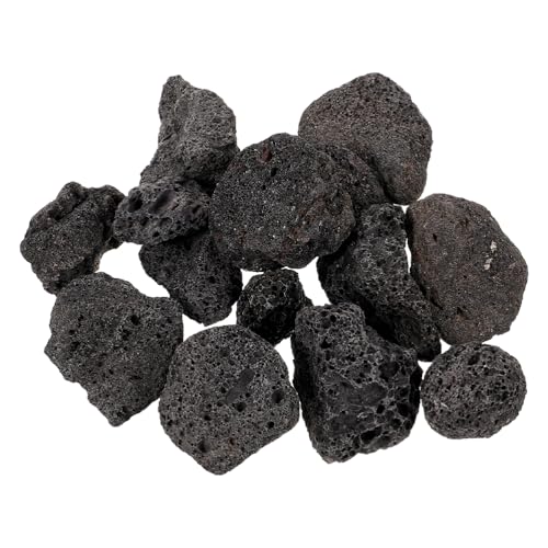 LOGOFUN 3PCS Black Lava Rocks Volcanic Lava Rocks Decorative Natural Volcanic Stones for Fireplace Garden Supplies - 150G 2-4CM