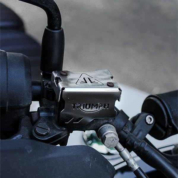 Image of Front Reservoir Guard Compatible With Triumph Speed 400 | speed T4 | Scrambler 400X | Scrambler 400XC (Silver, Pack of 1)