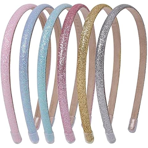 Candygirl 6Pcs Sequin Coated Headbands Glitter Headbands for Women Girls,0.8cm Sequin Headbands Glitter Alice Bands for Girls Women Glitter Hair Hoop Girls Headbands Cover
