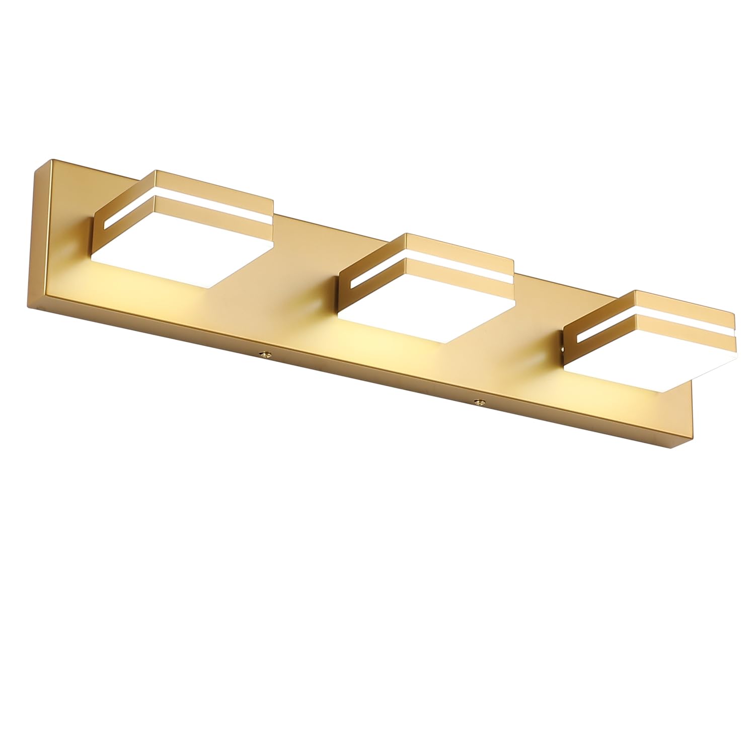 SineRise LED Modern Bathroom Vanity Light Fixtures, Modern Acrylic Bathroom Wall Lighting Fixtures Over Mirror, 3-Light, 24-Inch, Gold, 100%-0% White