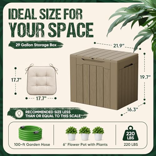 Image of Devoko 29 Gallon Deck Box, Waterproof Resin Outdoor Storage Box