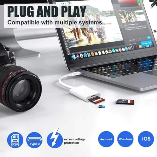 USB C SD 카드 리더기, 타입 C SD 카드 리더기, SD 및 MicroSD 메모리 카드 어댑터 지원, 아이폰 15 16/아이패드/맥북/맥용, 트레일 카메라 뷰어 플러그 앤 플레이 - 슬롯 2개 — 사진 5