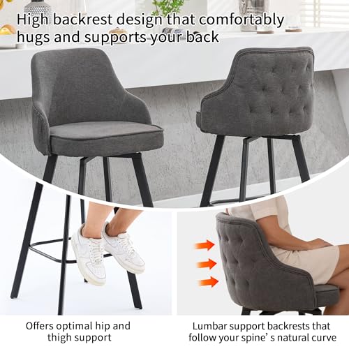 Image of Swivel Bar Height Bar Stools Set of 2, 30 inch Barstool for Kitchen Island