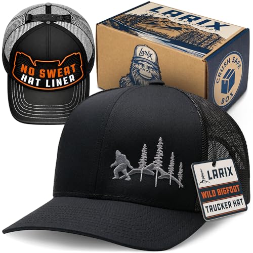 Image of LARIX Trucker Hat Men - Mens Hats with Mesh Back, Snapback, Value Bundle with Hat Sweat Liner and Gift Box, Mens Trucker Hats