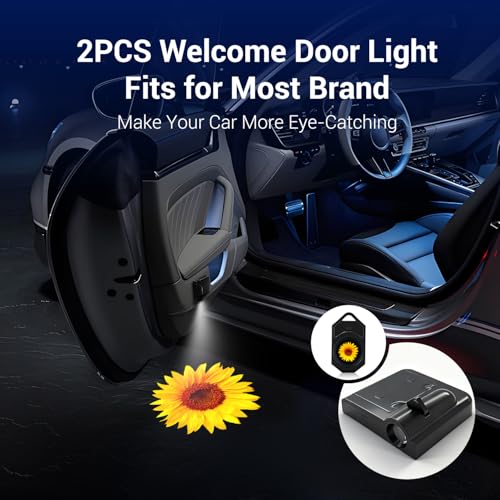 Sunflower Car Accessories Decor Gifts Sunflower Car Door Light Projector 2PCS Car Door Projector Lights LED Shadow Ghost Welcome Lights by FLYEEGO - Thumbnail 3