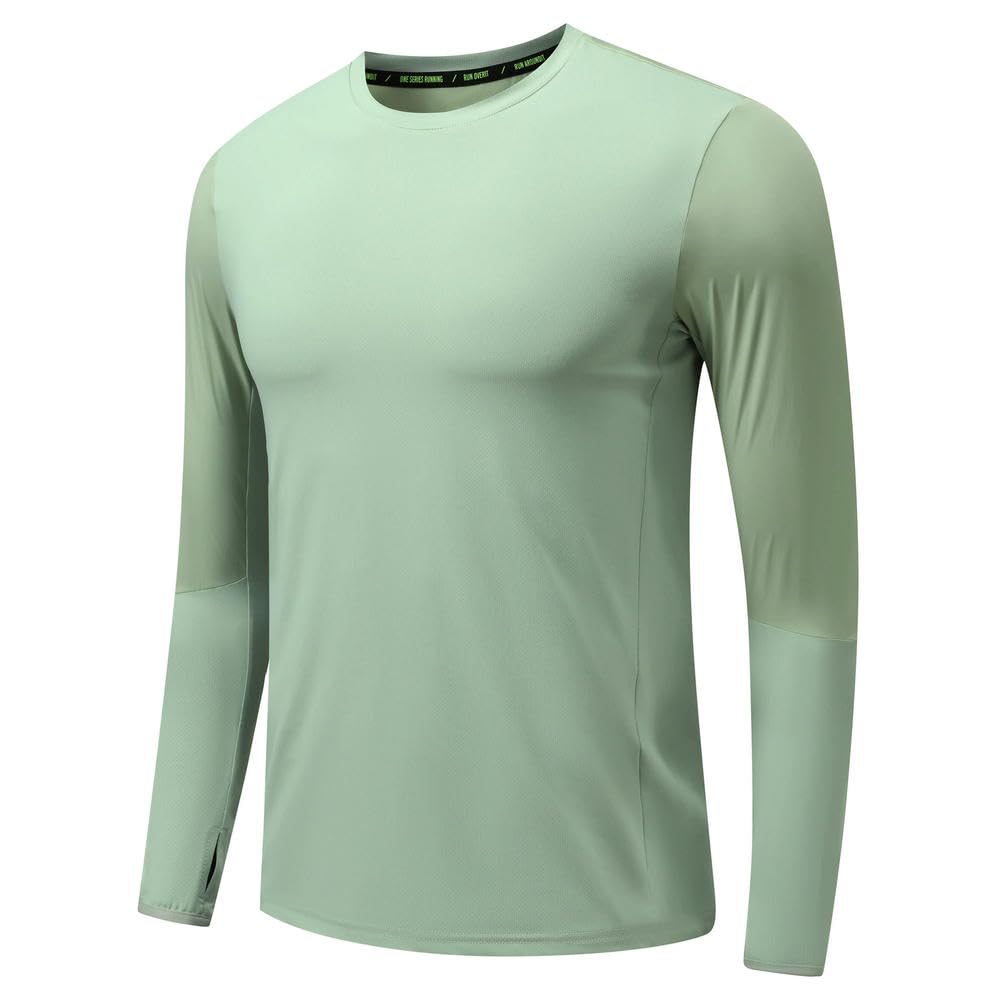 GLDFW - Camisetas deportivas de manga larga para hombre, para correr, fútbol, senderismo, fitness, ciclismo, gimnasio, elásticas, transpirables