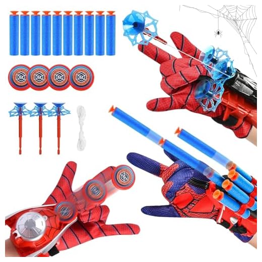 Taufe 3 Juegos de Guantes de Lanzador,Lanza Telarañas spiderm,Guantes Spiderm Lanza Telarañas,Guantes Spiderm,Juegos de Launcher Glove,Guantes Lanzadores Spiderm con Dardos Ventosa y Disco Volador(3)