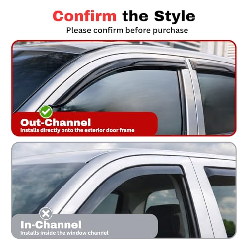 Image of KPY Rain Guards Fit for 2013-2021 Nissan Pathfinder, Out-Channel Window Visors Vent Wind Deflectors 4PC, Car Accessories for 13-21 Pathfinder