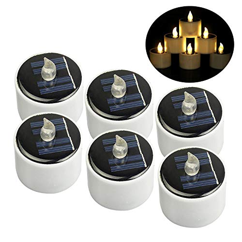 #N/a Energia Solar Tealight, 6pcs Cintilação Sem Chama luz de Velas À Prova D' Água Falso Romântico
