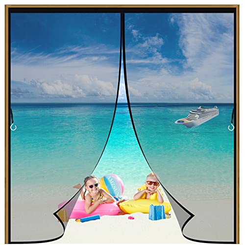 Magnet Fliegengitter Balkontür 160x200cm Schwarz Glasfaser Moskitonetz...