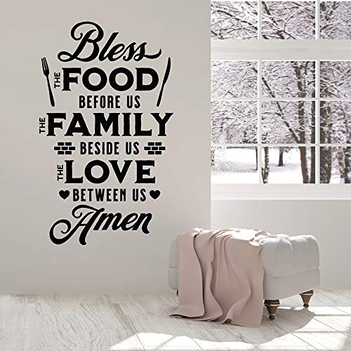 Wall Stickers Prayer Kitchen Blessing Food Art Restaurant Dining Room Interior Decoration Vinyl Sticker Tableware Mural