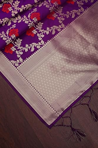 Image of DEVANGI Women's Woven Jacquard Banarasi Silk Printed Dupatta /Chunni with Meena Work, Width 1 Meter, Length 2.5 Meter