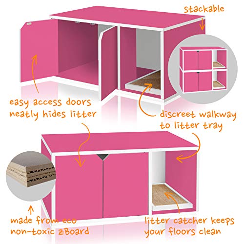 Way Basics Eco Cat Litter Box Enclosure Modern Cat Furniture (Tool-Free Assembly and Uniquely Crafted from Sustainable Non Toxic zBoard Paperboard), Orange