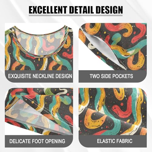 Pajama Sets Short Sleeve Colorful Snake Cute Pattern Soft Cotton Summer Sleepwear 2 Piece PJS Size 5-14T3