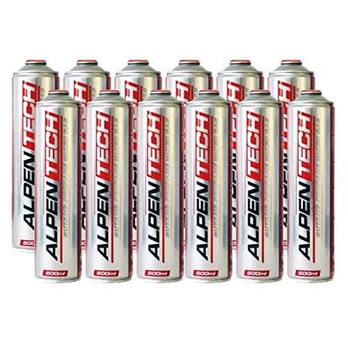 Cartouche gaz 330g x 12 butane propane mix 600ml ALPENTECH Bonbonne gaz universelle vissable