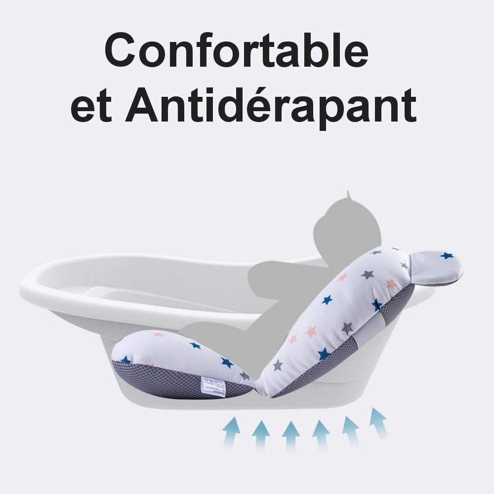 Coussin de Bain Bébé + Verre, Réducteur Baignoire pour Bébé, Support Universel, Transat, Coussin Baignoire Confortable et Antidérapant, Matelas Doux pour la Peau, Verre de Bain Inclus