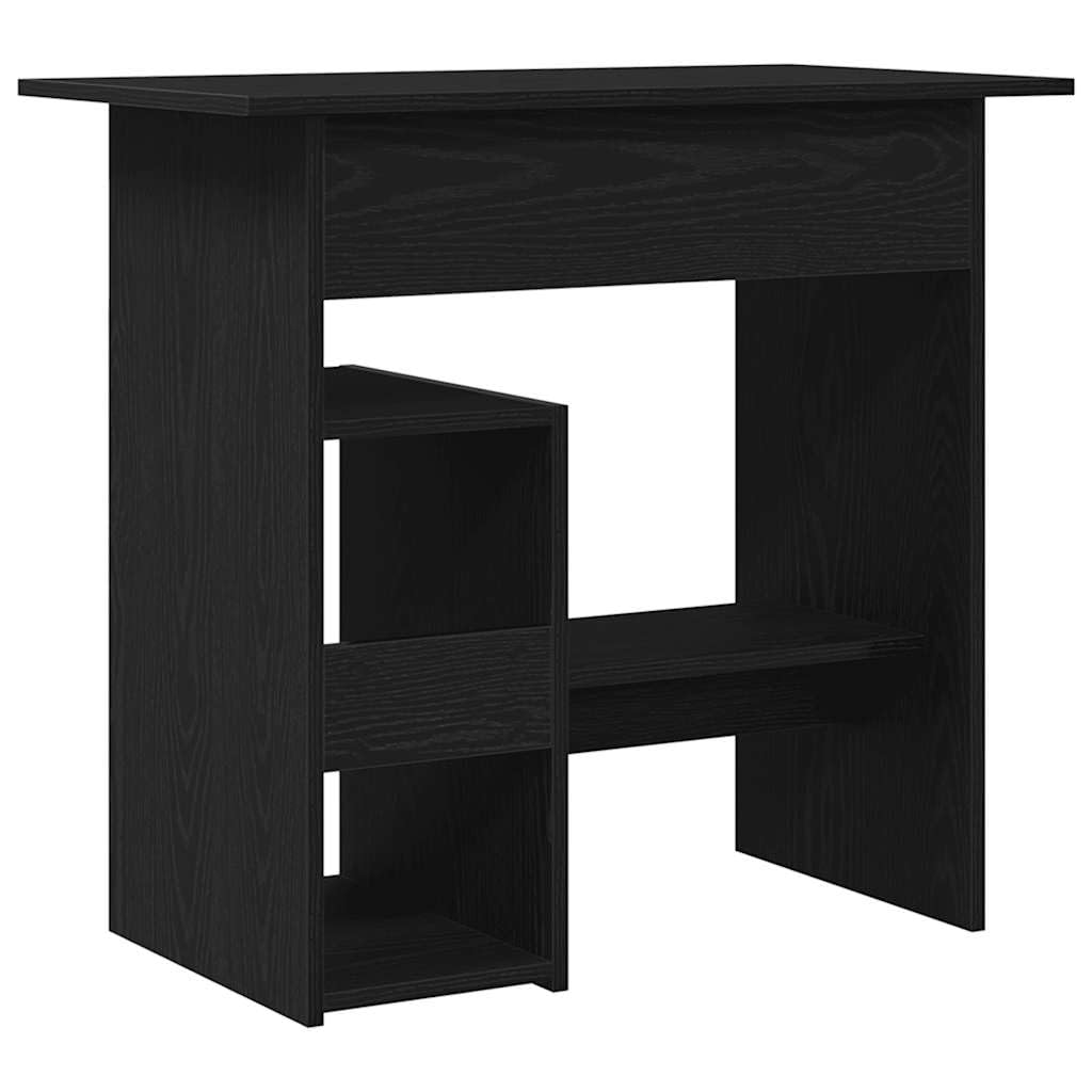 Scrivania nera effetto rovere, 80 x 45 x 74 cm, scrivania per computer in legno con scomparto, tavolo da ufficio moderno, piccolo tavolo da lavoro per casa e studio