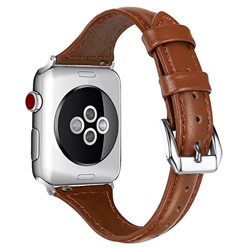 SEURE Leather Band Compatible with Apple Watch Strap 38mm 40mm 41mm 42mm 44mm 45mm,Women Men slim soft Bracelet Wristband for Series 8/7/6/5/4/3/2/1/SE - Image 2