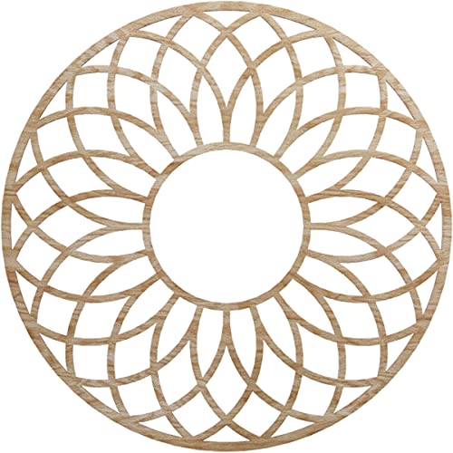 Image of Ekena Millwork 34 inchOD x 11 5 /8 inchID x 1 /4 inchT Cannes Wood Fretwork Pierced Ceiling Medallion, Red Oak