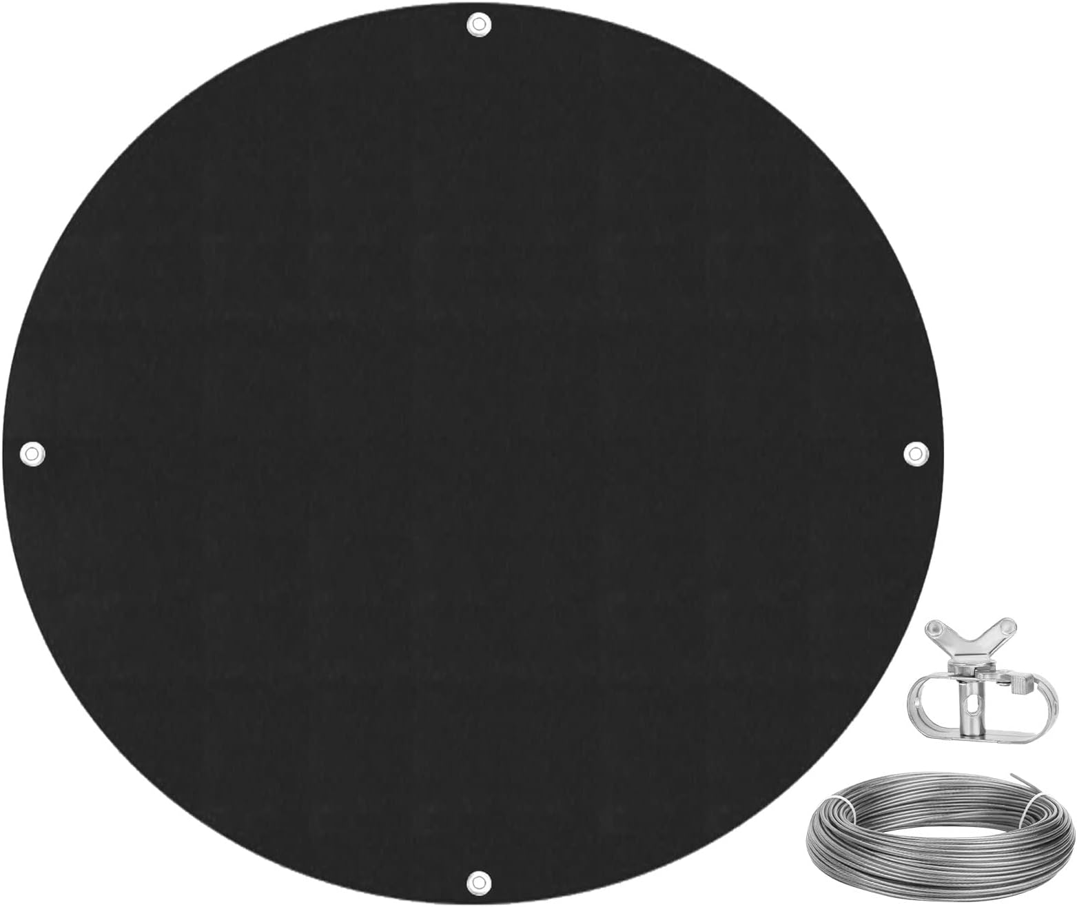 panthem Round Solar Pool Cover for Above Ground, 8ft 10ft 12ft 15ft Swimming Pool Covers Pool Solar Blanket Covers Pool Heater Cover for Frame Pools, Round Inflatable Pool (10ft, Black)
