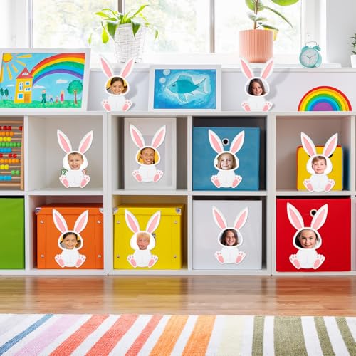 Spakon 50 Pcs Easter Bunny Cutouts Rabbit Mask Bulletin Board Bunny DIY Paper Cut Outs with 100 Pcs Glue Points for DIY Craft Easter Classroom Decoration Party Favor - Image 5