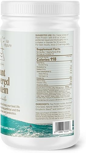 Miniatura 6 de nbpure Earthy Andy Proteína alimentada por plantas, sin gluten, sin OMG, sin crueldad animal, proteína de guisante en polvo, vainilla, 30 porciones