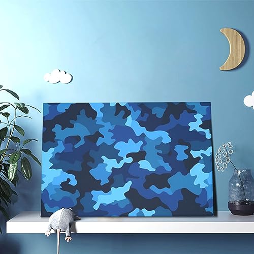 Toile décorative camouflage bleu 30,5x45,7 cm sans cadre pour chambre