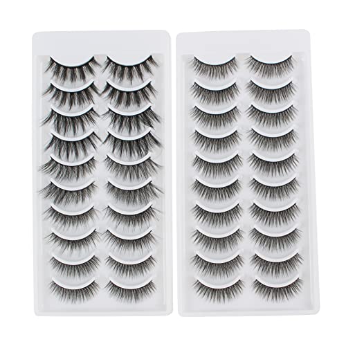 POEPORE 20 Pairs/Pack Faux Mink Eyelashes Natural Look Self Adhesive Handmade Eyelashes Tapered End Technology 5 Styles Mixed