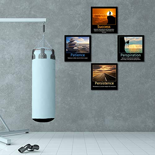 Artsbay 4 Piece Office Decor Motivational Quotes Motto Inspirational Success Canvas Giclee Print Art Patience Persistence Perspiration Poster Printed Painting Framed For Home Gym Classroom Decoration #TOP2