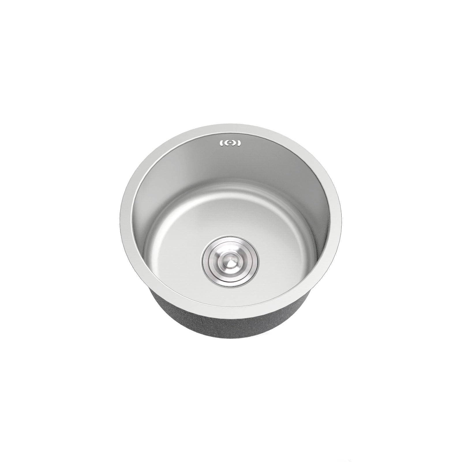 HGCOEYR Stainless Steel Small Sink, Mini Kitchen Sink, Silver Stainless Round, 1 Bowl Drain Overflow, Undermount/Topmount, 28-40cm(Ø 28cm)