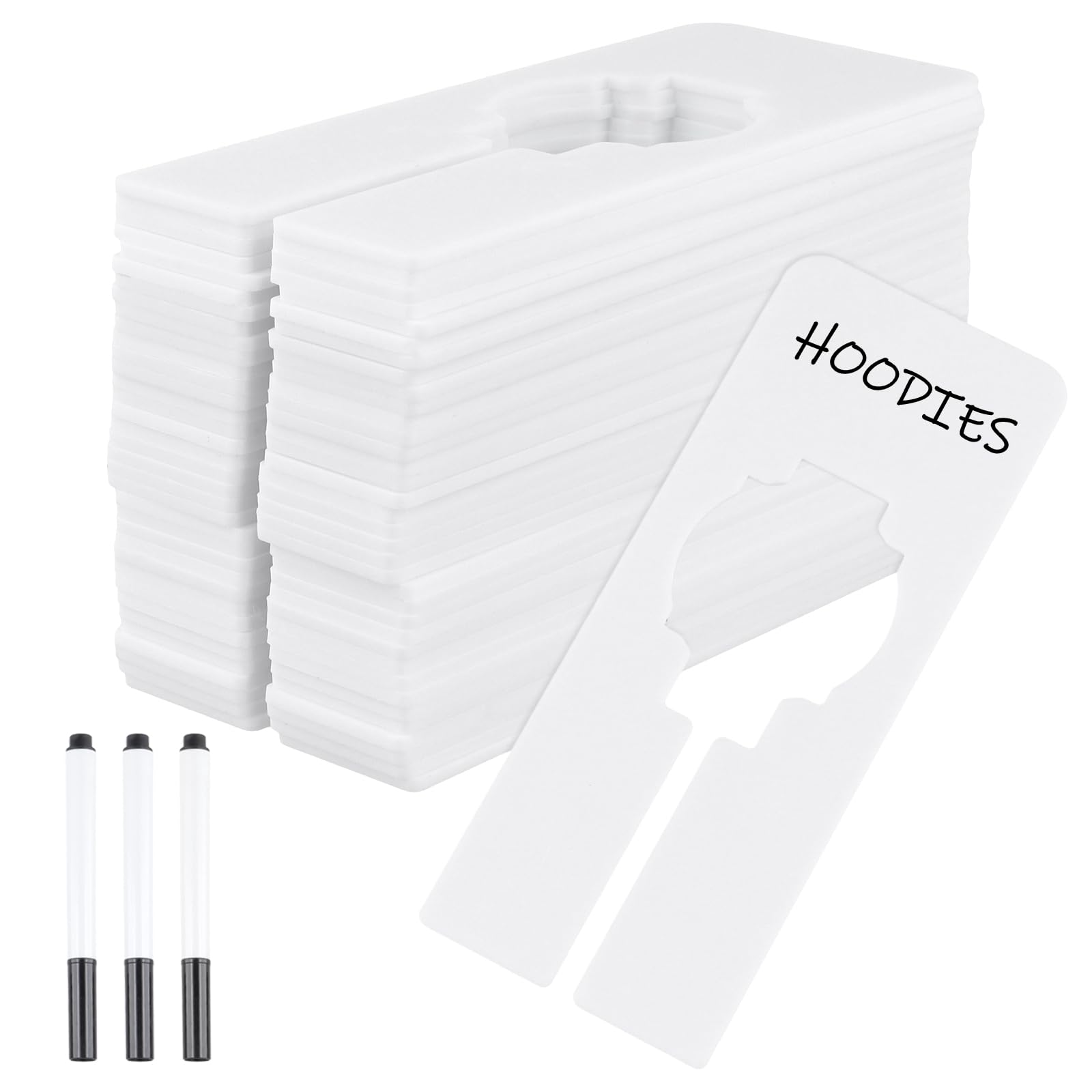 HONYUET Rectangular Wardrobe Closet Dividers, 60 Pack, White Plastic Rack Dividers for Sorting Clothes Size, 12.7 x 5 cm