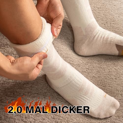 Alpaka Skisocken Herren Damen Thermosocken Kniestrümpfe 2 Paar Wolle Snowboard Socken Dicke Winter Warme Outdoor Sportsocken Kompressionsstrümpfe Extra Kissen Schweißabsorbierend Atmungsaktiv 35-51
