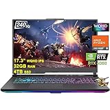 Asus ROG Strix G17 G713 Gaming Laptop 17.3' WQHD IPS 240Hz AMD 12-Core Ryzen 9 7845HX (Beat i9-12900H) 32GB RAM 4TB SSD GeForce RTX 4060 8GB USB-C RGB Backlit Fast Charging Win11 Black + HDMI Cable