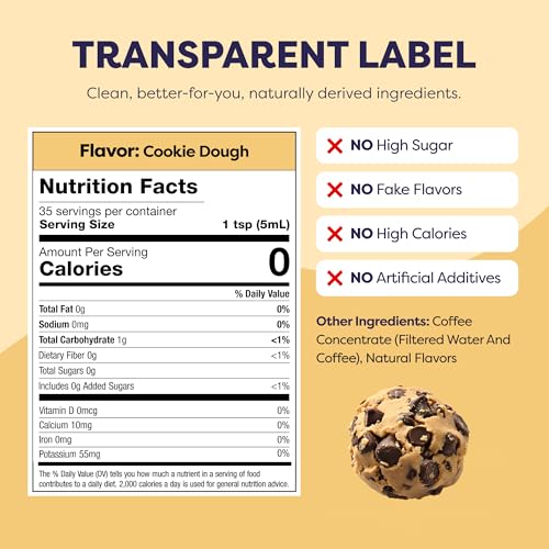 Image of Javvy Cold Brew Coffee Concentrate Instant Coffee, Cookie Dough | 100% Real Coffee, 0g Sugar, No Artificial Flavors, 60-80mg Caffeine per Serving, Gluten Free, Makes Hot or Iced Coffee