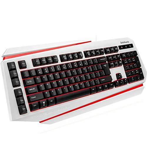 ZeleSouris® Ergonomic Design USB Wired LED Illuminated Backlit Multimedia Gaming Keyboard for PC Computer Games with 6 Customized Keys , 5 Models , Win Lock Key , 2 Free Drive Backlit Adjustment, Super Cool Appearance (Gaming Keyboard: KM-95)