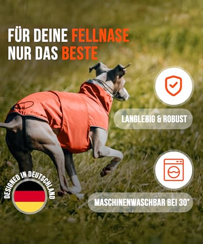 ZAUBERPFOTE® Hunderegenmantel London I Mit extra langem YKK® Reißverschluss für Halsband & Geschirr I Für kleine, mittlere & große Hunde I Wasserdicht & Maschinenwaschbar I Regenmantel für Hunde (50)
