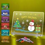 LED Doodle Glow Note Board 13.7'X10' – Light Up Acrylic Dry Erase Message Drawing with 7 Colors, Dynamic Modes, 7 Pens, Invisible Stands, Hanging Kit – Fun Whiteboard for Home, Office, Kitchen