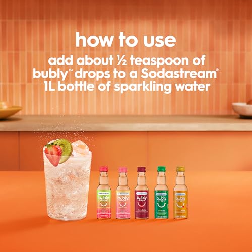 Image of SodaStream - Bubly Fruit Drops | Zero Calories | Variety Pack, New Flavors added, Pack of 6 (8 Fl Oz)