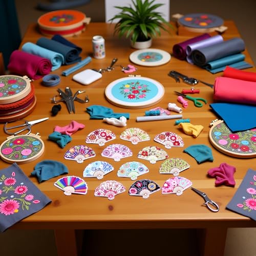 Image of ZhangyiHot 4 Pcs Random Color Fan Needle Minder, Pin Holder for Cross Stitch, Needlework and Embroidery Accessories(ZS645)