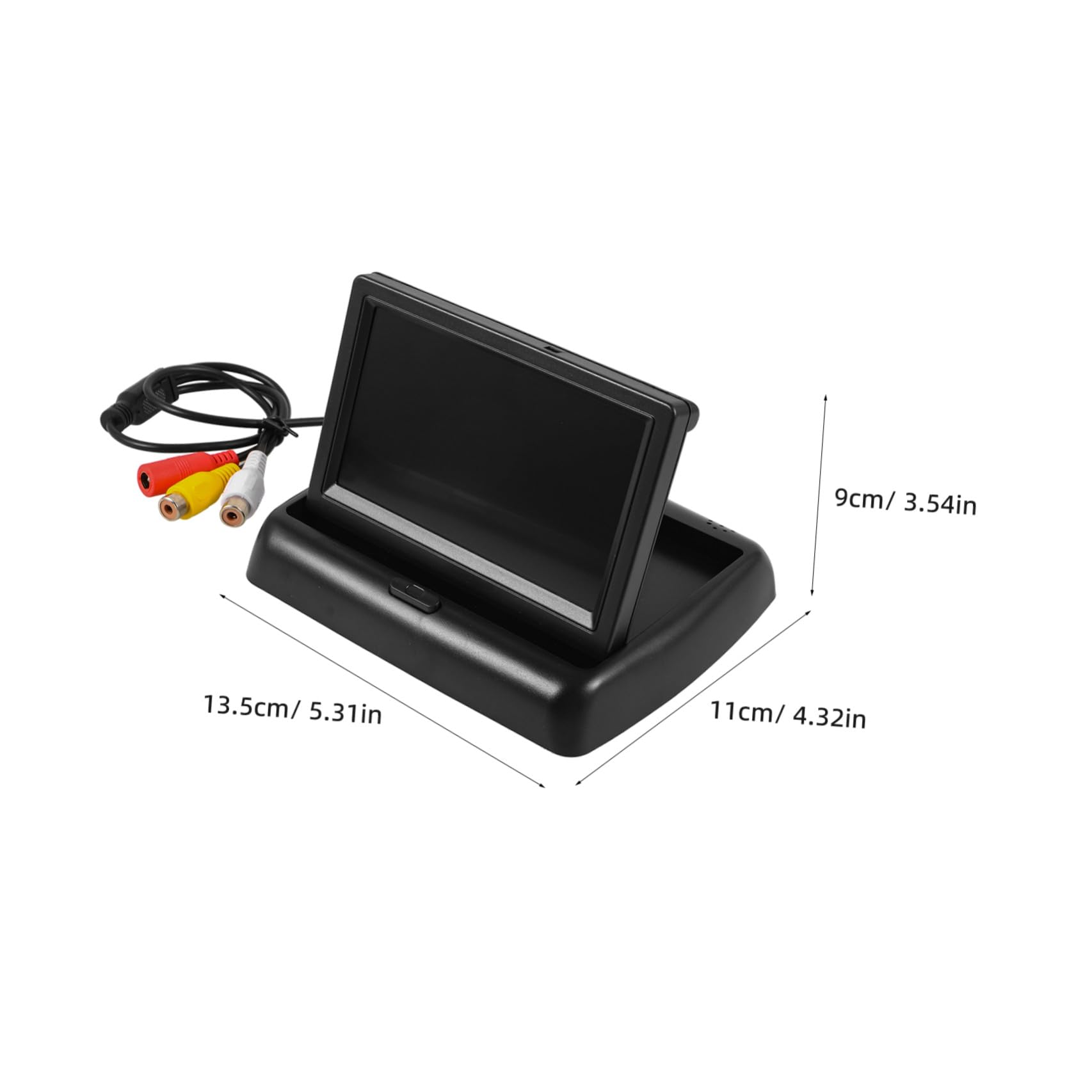 Monitor Retromarcia Auto Pieghevole Alta Definizione 12v 24v in Abs Nero