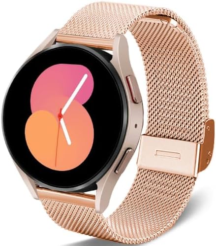 DEALELE Compatible with Samsung Galaxy Watch 7 / FE / 6/6 Classic / 5/5 Pro / 4/4 Classic / 3 41mm / Huawei GT3 / GT2 42mm, 20mm Stainless Steel Metal Mesh Replacement Strap for Women Men