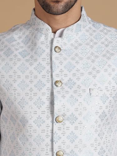 Image of men's Silk Blend Kurta Pejama & Waistcot Set