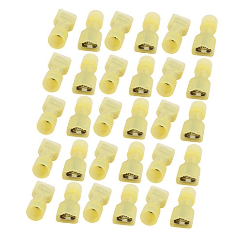 sourcingmap 30pcs 12-10AWG Wire Insulated 6.3mm Female Spade Crimp Terminal Connector Yellow