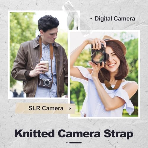 Image of Universal Camera Strap - Camera Neck Strap, Adjustable Shoulder Straps Compatible with Canon, Fujifilm, Nikon, Olympus, Panasonic and other SLR and mirrorless cameras - Brown