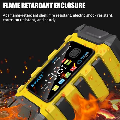 SIUKE Car Battery Chargers 12V/6A Full Automatic Battery Chargers Maintainer Portable Trickle Chargers Battery Desulfator for Car Motorcycle Leadacid Batteries, Yellow