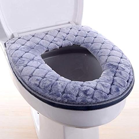 WDSHCR Toilet Seat Cover for Bathroom, Toilet Seat Cushion Covers Soft Thicker Warmer Washable Toilet Seat Cover Pads with Zipper Home Reusable (Gray) Cover