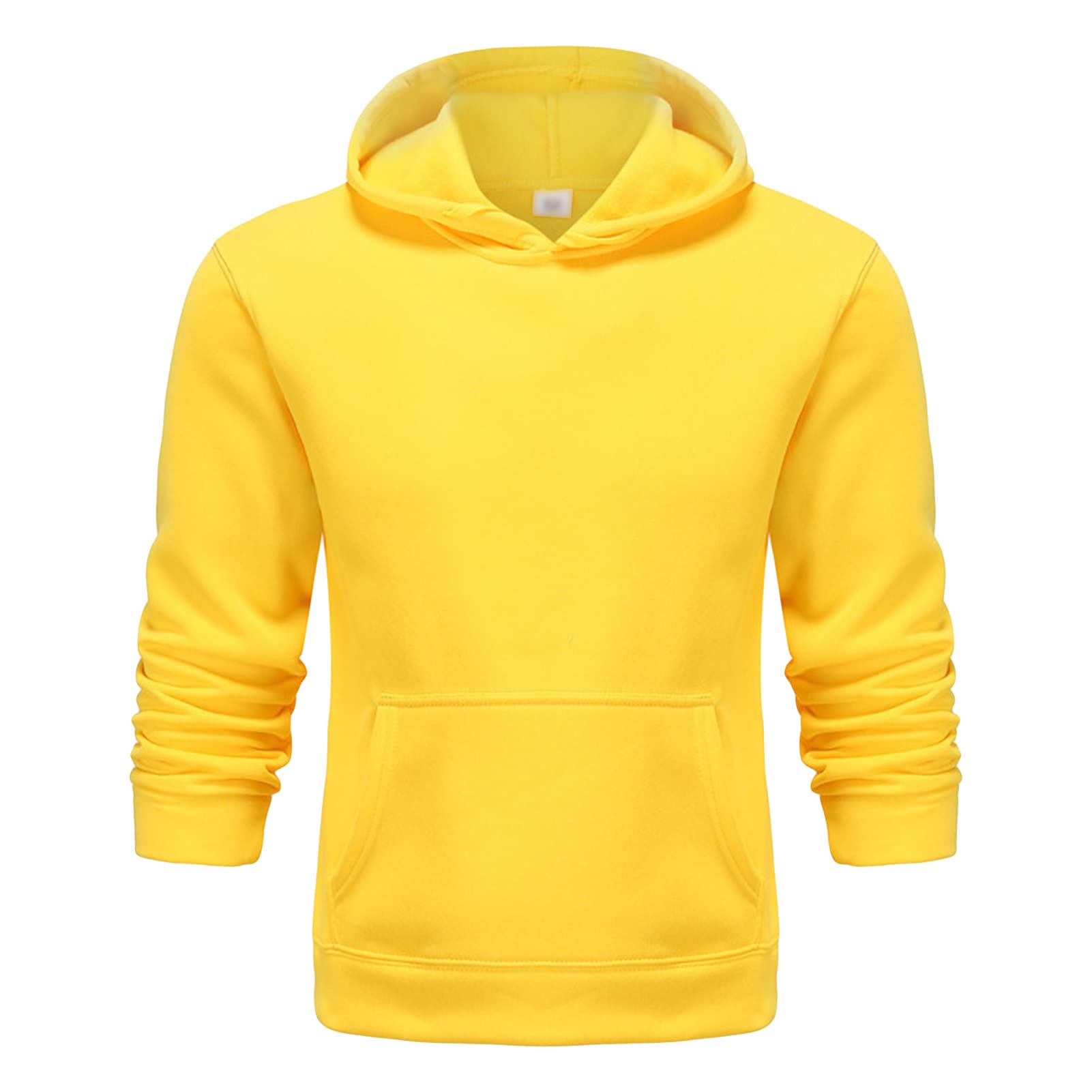 Maiyifu-GJ Pullover Hoodies for Men Classic Casual Solid Loose Fit Long Sleeve Hoodie Basic Lightweight Hooded Sweatshirt (Yellow,Large)