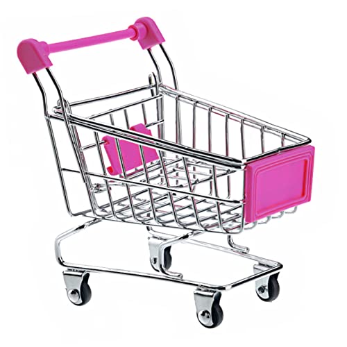 WHAMVOX Mini Shopping Cart Desktop Organizer Basket Small Size Metal Plastic Decorative Functional