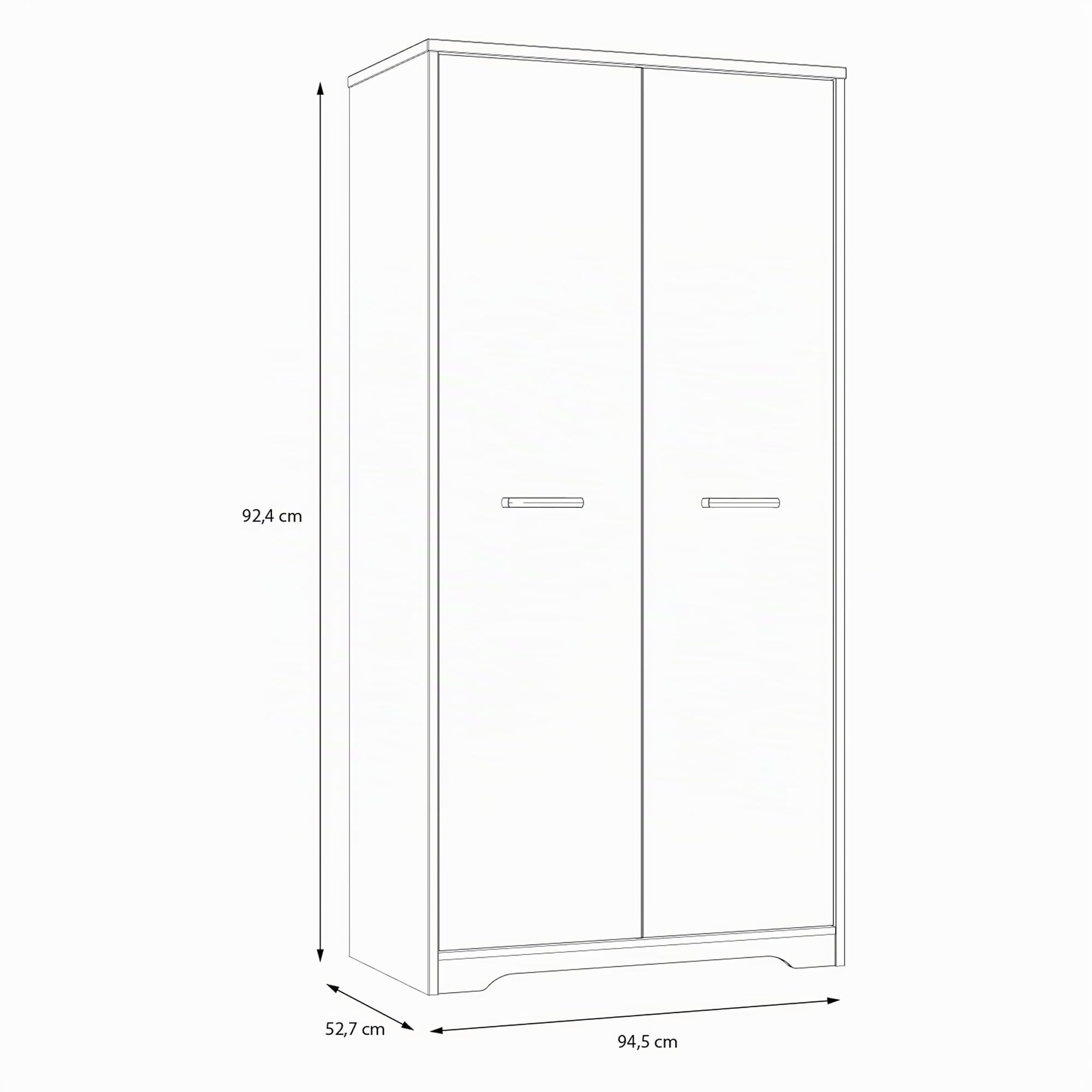 Forte JOADAKIS Kleiderschrank 95, klassischer Drehtürenschrank mit 2 Türen und Einlegeböden, Holzwerkstoff, Catania Eiche Dekor, 94,5 cm breit, 192,4 cm hoch, 52,7 cm tief